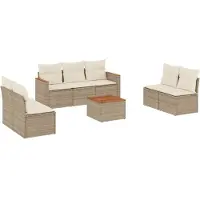 vidaXL Ensemble de jardin canapé 8 pièces avec coussins Beige Poly Rattan