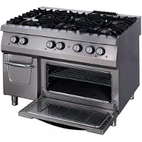 Maxima - Cuisinière Gastro Premium - 6 brûleurs - Triple unité - 90 cm Profond - Gaz incl. four électrique