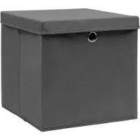 vidaXL Boîtes de rangement avec couvercles 4 pcs. Gris 32x32x32 cm Tissu