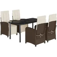 vidaXL Ensemble de jardin 5 pièces avec coussins Marron Poly rotin