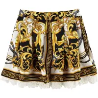 Versace Jupe - Soie - Noir/Blanc av. Imprimé Or - - 5 ans (110) - Jupe