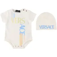 Versace Boîte Cadeau - Bonnet/Body m/c - Blanc/Bleu Clair av. Lo - - 9-12 mois - Body M/C