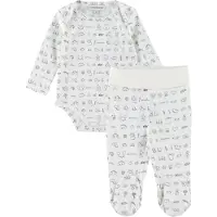 Emporio Armani Abdomen/Body m/l - Blanc/Beige av. Imprimé - - 6 mois - Body M/L
