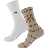 Tommy Hilfiger Chaussettes - 2 Pack - Sable/Blanc - - 43/46 - Chaussettes