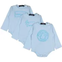 Versace Boîte Cadeau - Bodies m/l - 3 Pack - Bleu Clair - - 12-18 mois - Body M/L