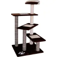 Lionto Arbre à chat 100 cm, arbre à chat peu encombrant avec plusieurs niveaux & zones de sisal pour le soin des griffes, marron/beige