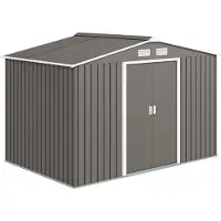Outsunny Abri de jardin 4,9 m², cabane de jardin, porte coulissante, bonne ventilations, armoire de jardin, tôle acier, 2,77 x 1,95 x 1,92 m, gris