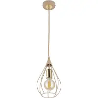 HowHomely | Suspension - Noa - 17 Cm - Beige Avec Accents Dorés - Lampe Loft Moderne - Idéal Pour Salle à Manger