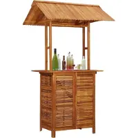 The Living Store Outdoor Table de bar avec toit 113x106x217 cm Acacia massif