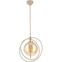 HowHomely | Suspension - Nostra - 35 Cm - Beige Avec Accents Dorés - Design Moderne - Style Loft