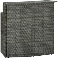 The Living Store Table de bar de jardin Gris 120x55x110 cm Poly rotin
