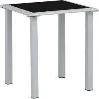 The Living Store Table de jardin noir et argent 41x41x45 cm acier et verre
