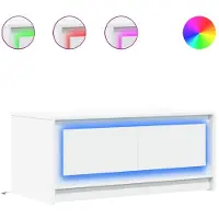 vidaXL Table basse LED Blanc Matériau dérivé du bois