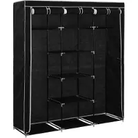 vidaXL Armoire avec compartiments Barres Noir 150x45x175cm Tissu