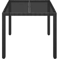 vidaXL Table de jardin avec plateau en verre noir 90x90x75 cm Poly rotin