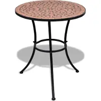 The Living Store Table de bistrot Terracotta-Rouge 60 cm Mosaïque