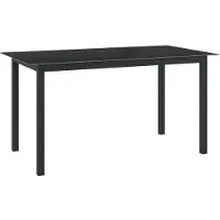 The Living Store Table de jardin noire 150x90x74 cm aluminium et verre