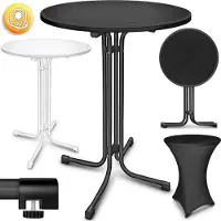 Tillvex Gastro Table haute pliante Ø80cm noir | Table de bistrot FERMEE | Table pliante ronde - table de fête résistante aux intempéries | Table de jardin Indoor & Outdoor