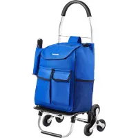 Vevor Chariot à provisions pliable , 445 x 375 x 990 mm, chariot à sacs pour escaliers, 6 roues, sac de rangement en tissu Oxford