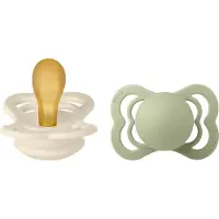 BIBS Supreme Natural Rubber Size 1: 0+ months tétine Ivory / Sage 2 pcs