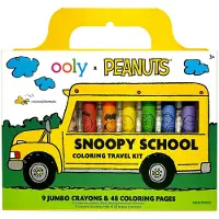 Ooly Kit d'art de voyage x Peanuts avec 9 crayons jumbo et 48 pages colorier sur le th me pour la cr ation d'art d'art facile voyager.