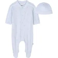BOSS Boîte Cadeau - Grenouillère/Bonnet - Bleu Clair av. Logos - - 6 mois - Grenouillère