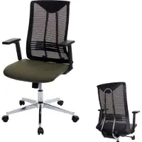 Mendler Chaise de bureau HWC-J53, chaise pivotante chaise de bureau, ergonomique similicuir vert-olive