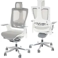 Mendler Fauteuil de bureau MERRYFAIR Wau 2 rembourrage filet ergonomique blanc gris