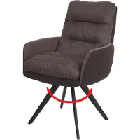 Mendler Chaise de salle à manger HWC-G66 pivotante Auto-Position tissu/textile brun-brun foncé, avec accoudoirs