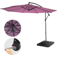 Mendler Acerra, Parasol, Protection Solaire, Ø 3m Inclinable, Polyester/Acier 11kg Lavande Avec Support