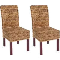 Generique Lot de 2 chaises M69, banane tressée pieds marrons
