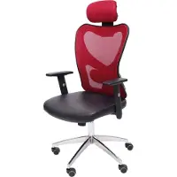 Mendler Chaise de bureau professionnelle Atlanta, chaise de direction, pivotante, similicuir rouge