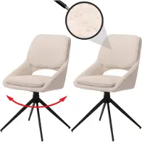 Mendler Fauteuil de salle à manger HWC-N73, chaise de cuisine, pivotante avec retour automatique, revêtue en tissu bouclé (540g/m²), couleur crème