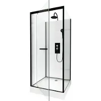 Aurlane Cabine de douche carrée 70x70x225cm - extra blanc et profilé noir mat - LUNAR SQUARE 70