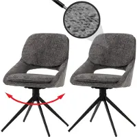 Mendler Fauteuil de salle à manger HWC-N73, chaise de cuisine, pivotante avec retour automatique, revêtue en tissu chenille (490 g/m²), couleur gris foncé