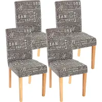 Generique Lot de 4 chaises de séjour Littau tissu gris words fabric, pieds clairs