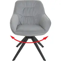 Mendler Chaise de salle à manger HWC-K28, chaise de cuisine chaise rembourrée avec accoudoirs, pivotante, métal tissu/textile gris clair