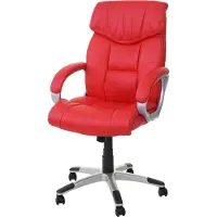 Mendler Chaise de bureau HWC-A71, fauteuil de direction pivotant, similicuir,  - rouge
