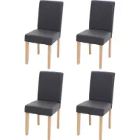 Mendler Ensemble de 4 chaises de salle à manger, chaises de cuisine, modèle Littau, , revêtues en similicuir gris mat, avec pieds clairs