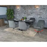 Mendler Lot de 6 chaises de salle à manger HWC-G67, chaise de cuisine Accoudoir, pivotant Auto-Position, velours gris foncé, inox
