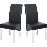 Mendler 2x Chaise de salle à manger Chaise M37 cuir, noir, pieds blancs