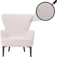 Mendler Fauteuil relax HWC-K37, fauteuil club/fauteuil à oreilles, fauteuil rembourré, style rétro vintage, tissu bouclé (600 g/m²), couleur : blanc