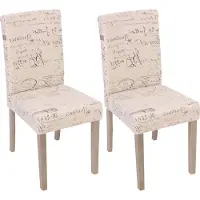 Mendler Lot de 2 chaises de séjour Littau, fauteuil tissu avec écriture, crème, aspect chaîne des pieds