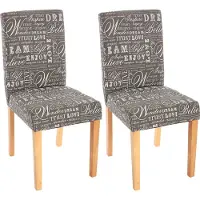 Mendler Lot de 2 chaises de séjour Littau tissu gris words fabric, pieds clairs