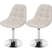 Mendler 2x chaise de salle à manger Cascina, fauteuil pitovante, chrome similicuir crème