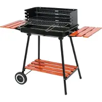 LUND Barbecue au charbon de bois 53x33 cm, ouvert avec tablette, barbecue de camping