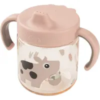 Done by Deer Tasse d'apprentissage avec bec et poignées « Tiny Farm » - Rose