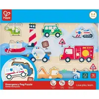 Hape Jouet puzzle en bois - Puzzle « Véhicules d'urgence »