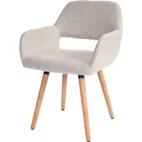 Mendler Chaise de salle à manger Altena II, fauteuil tissu, crème/gris