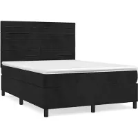 vidaXL Lit boxspring avec matelas noir 140x200 cm velours